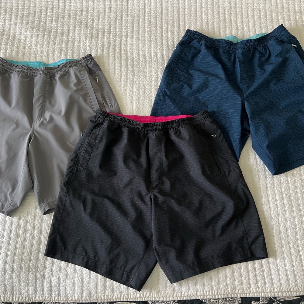 THREE Pairs of Pre-Owned BIRDDOGS Boomstick XL Long Men’s shorts with liners